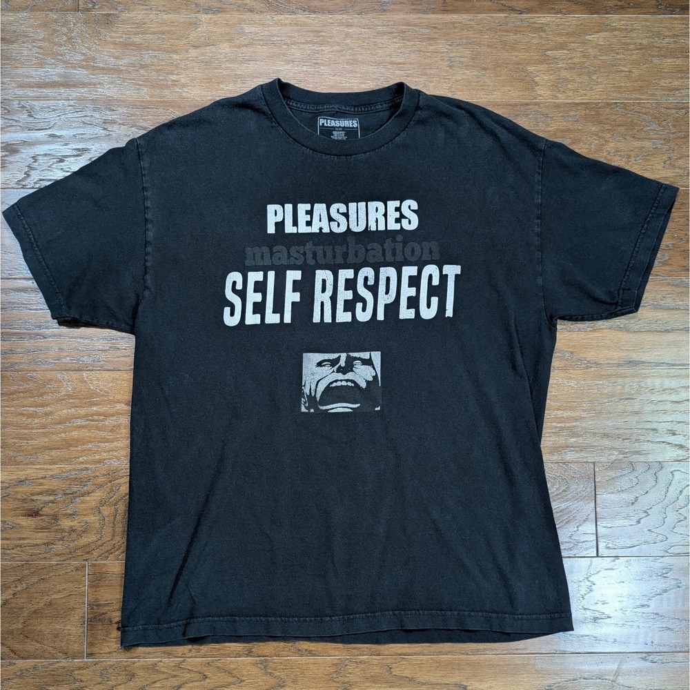 Pleasures Now Self‎ Respect Masturbation Short Sleeves Black T Shirt XL 23x29